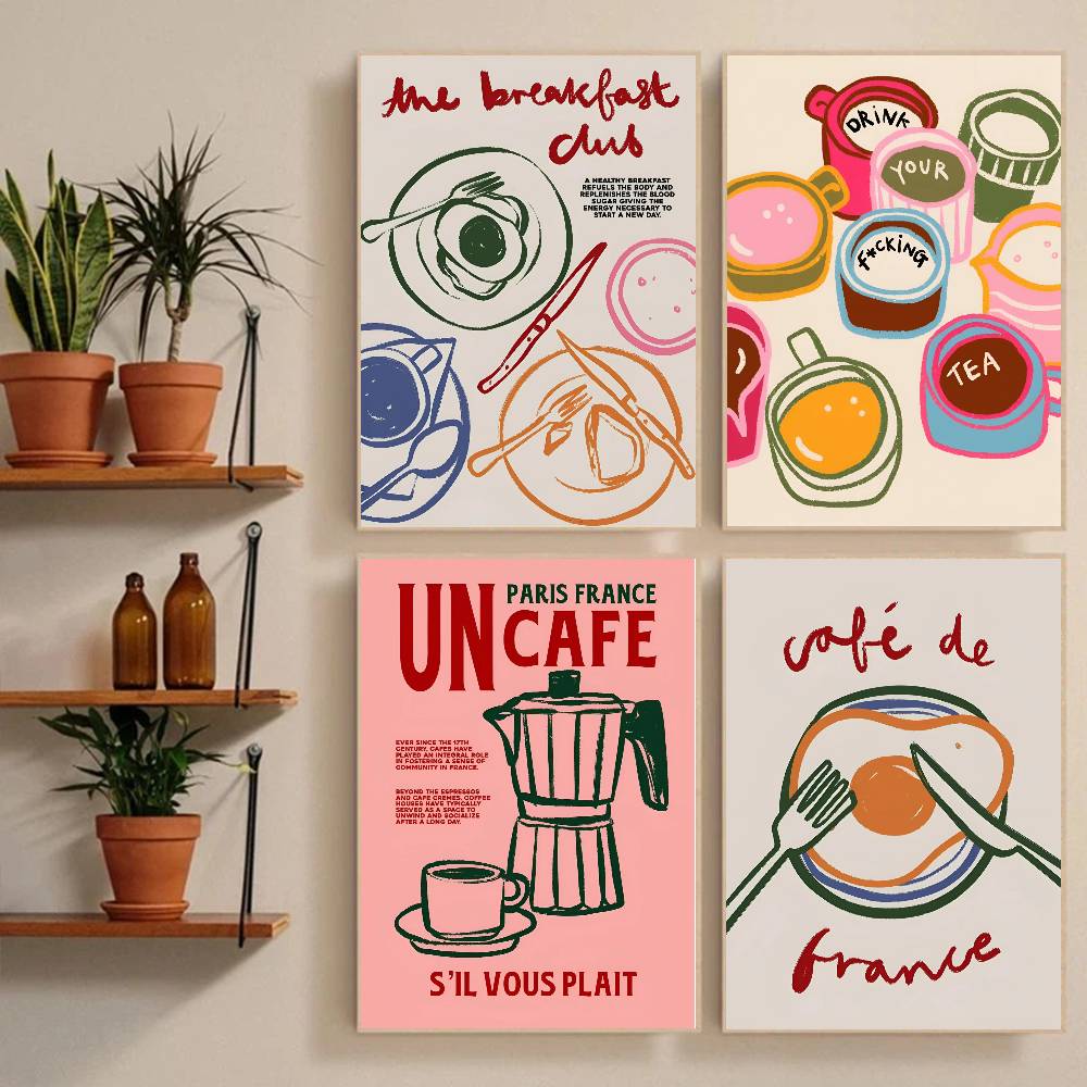 Coffee Tea Shop - Coffee Shop Afternoon Tea Croissant Colorful