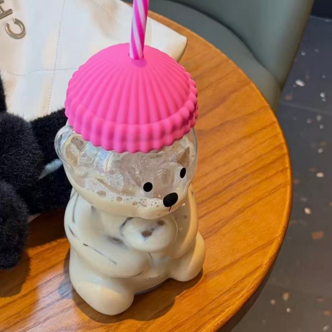 Bk Bear Shaped Glass Straw Cup - огляд і ціна Coffee Tea Shop