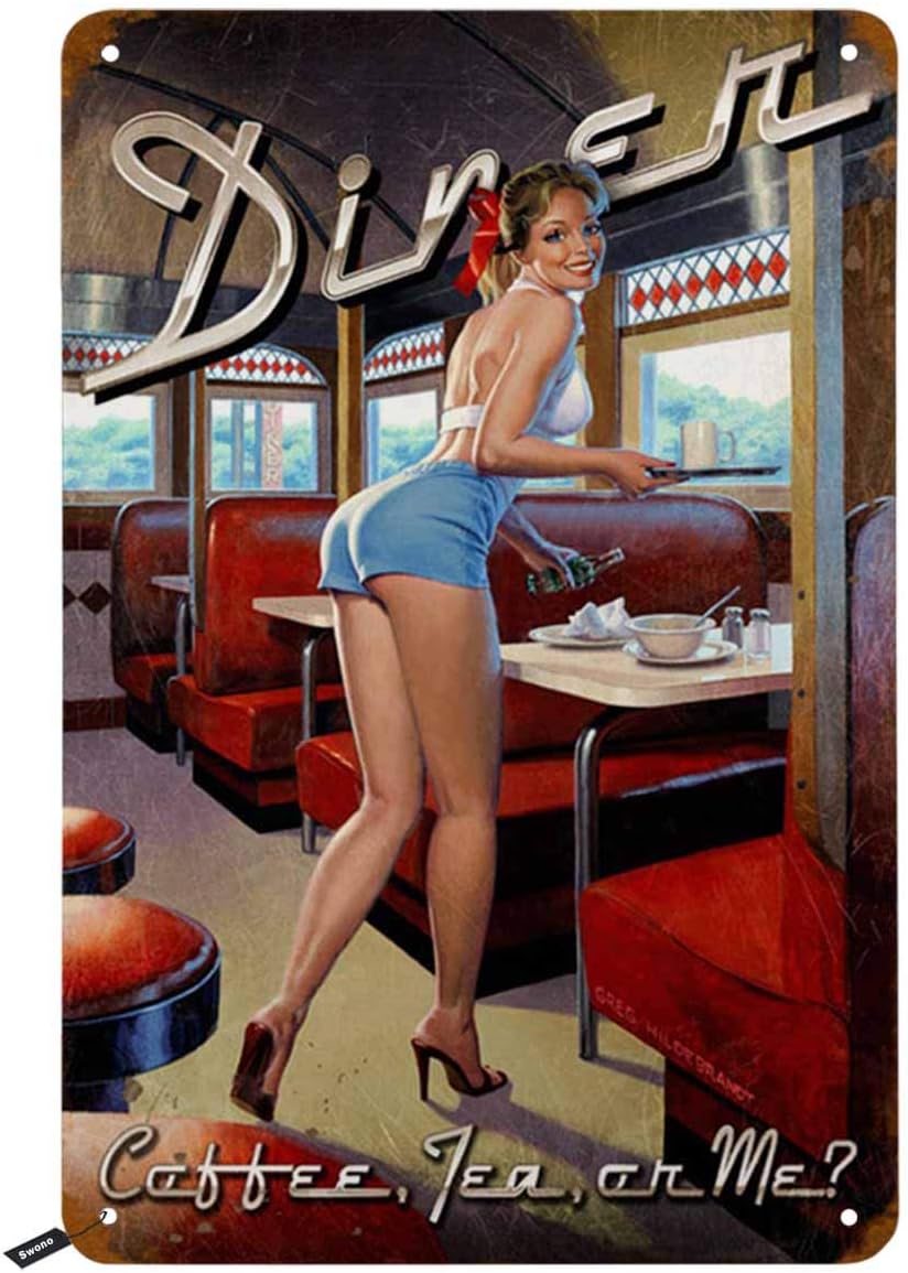 Swono Dinner Tin Signs,Pinup G - огляд і ціна Coffee Tea Me